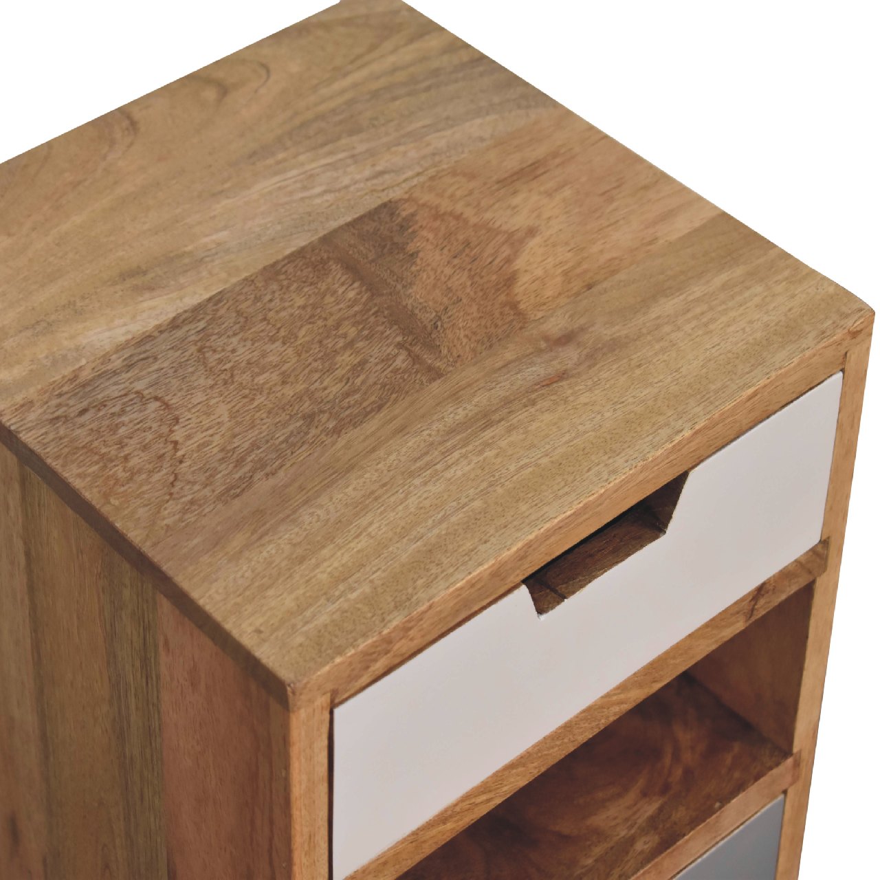 Mini Grey and White Cut-out Bedside Table