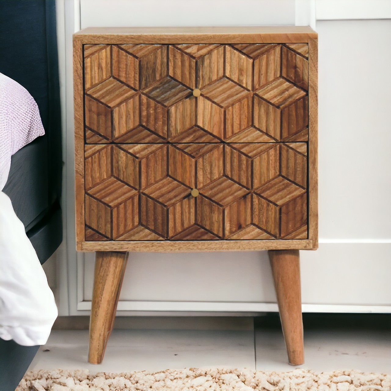 Cubana Bedside Table | Oak Mango Wood