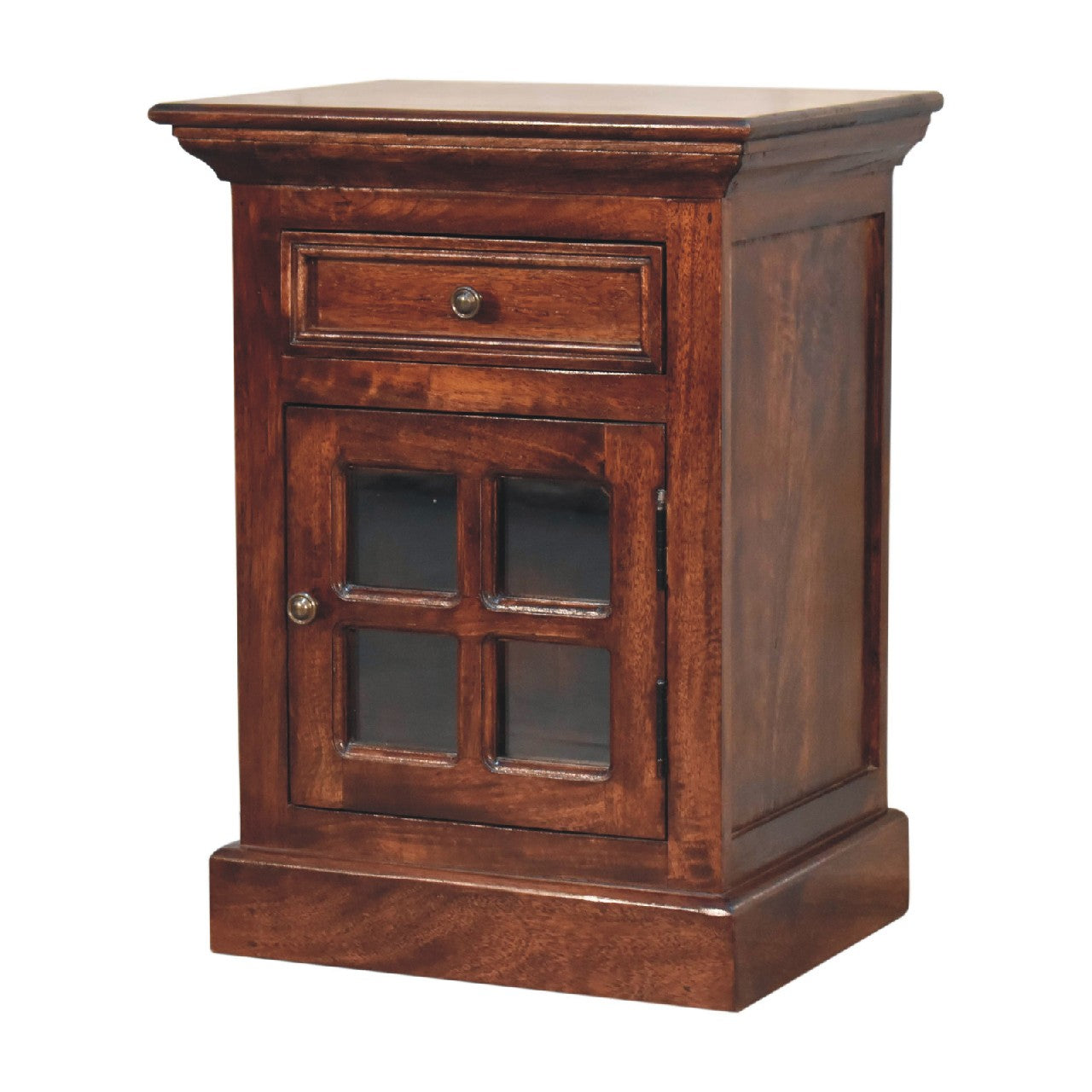 Cherry Bedside with Glazed Door Bedside Table