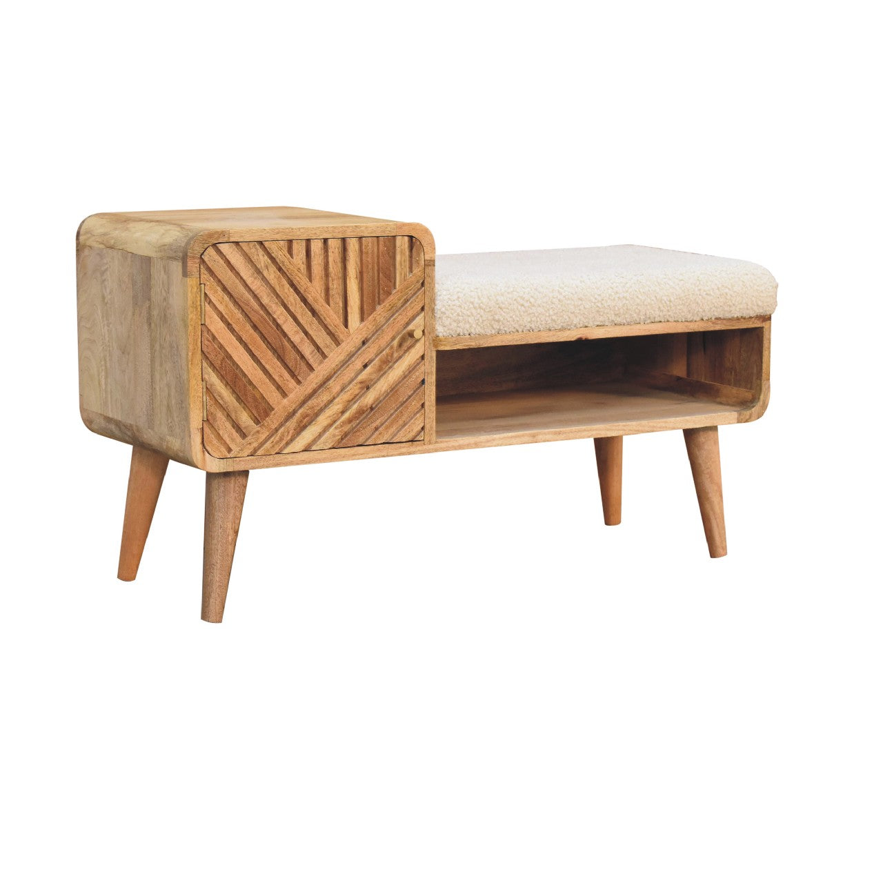 Boucle Carved Telephone Table Accent Piece | Hand-Carved