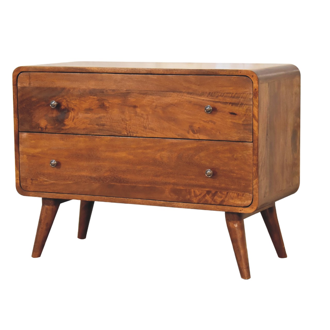 2-Drawer Curved Chestnut Chest of Drawers