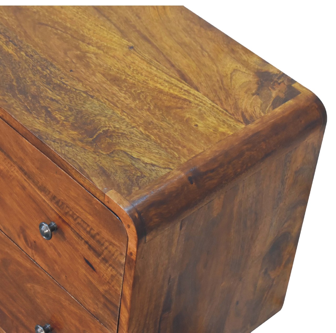 2-Drawer Curved Chestnut Chest of Drawers