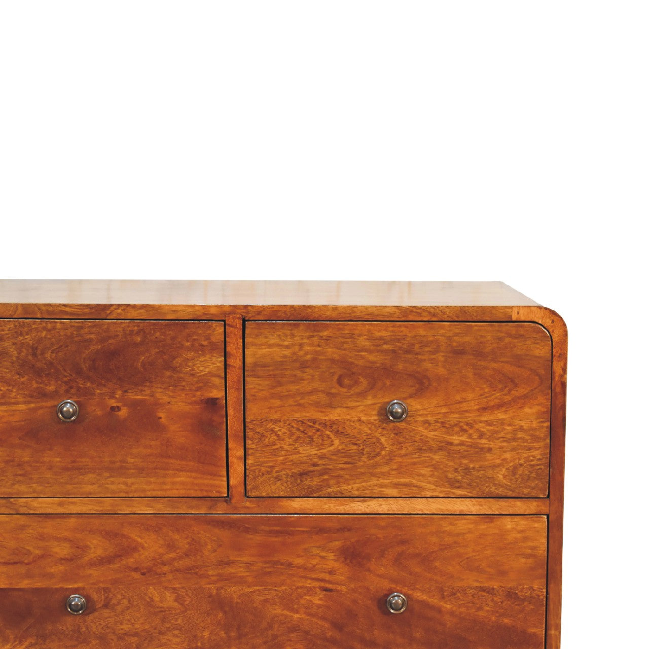 2 over 2 Curved Chesnut Chest of Drawers | Chestnut Mango Wood