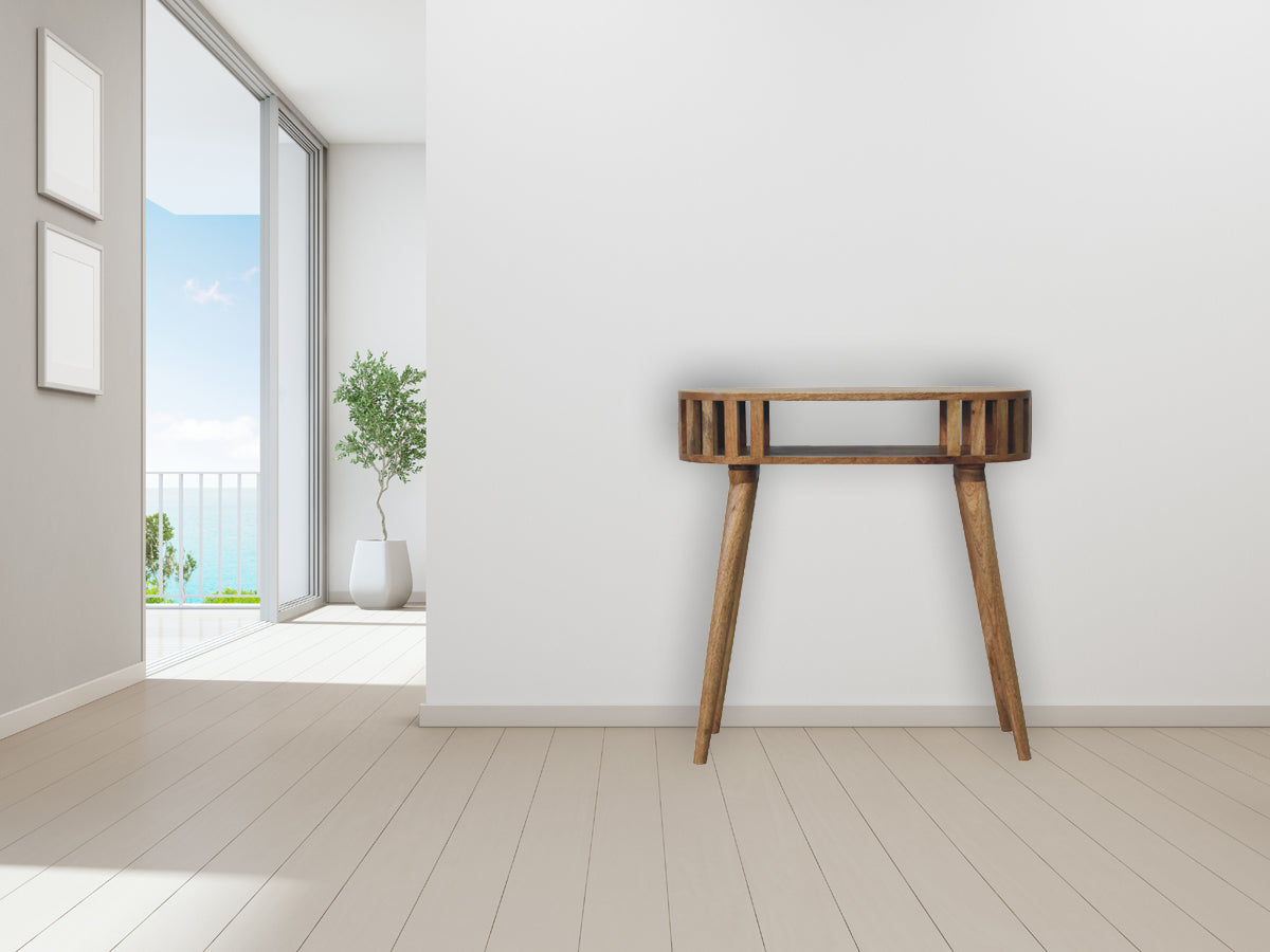 Ariella Console Table | Oak Mango Wood Open Shelf