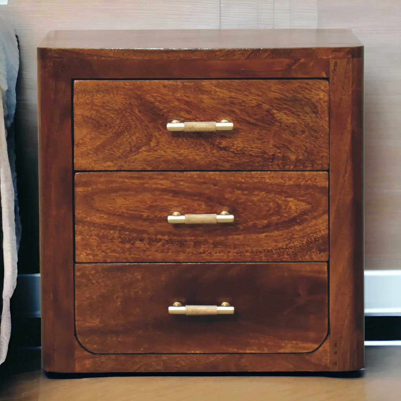 Luca Bedside Table | Chestnut Solid Mango Wood