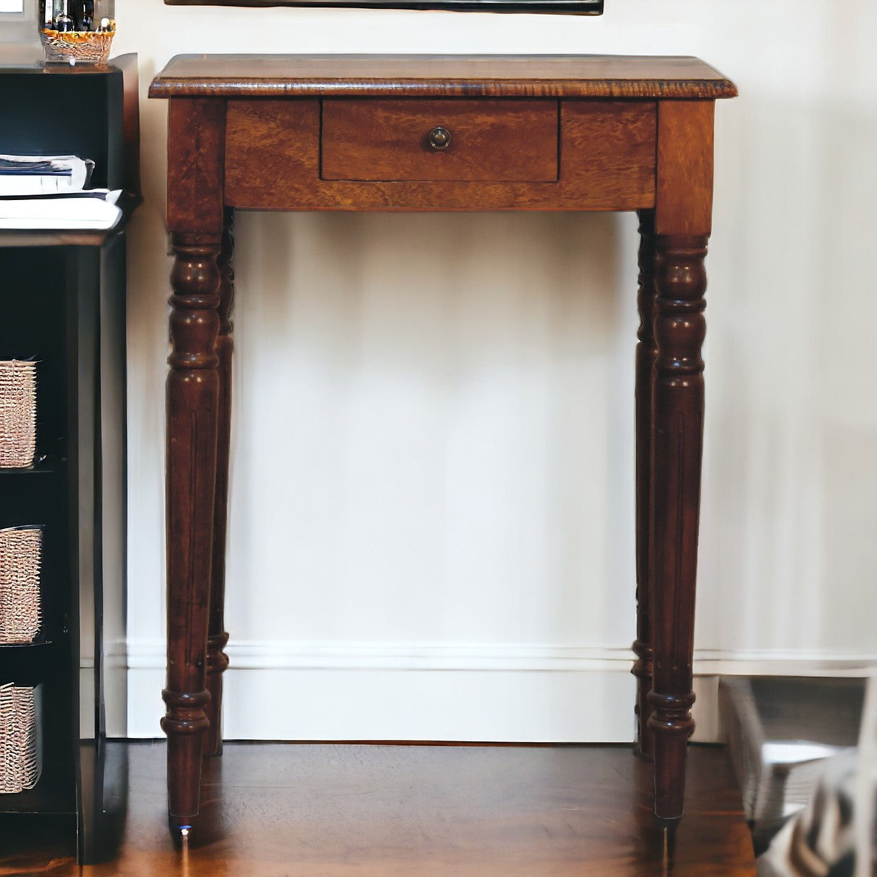 Chestnut Turned Leg Writing Desk | Hand-Carved
