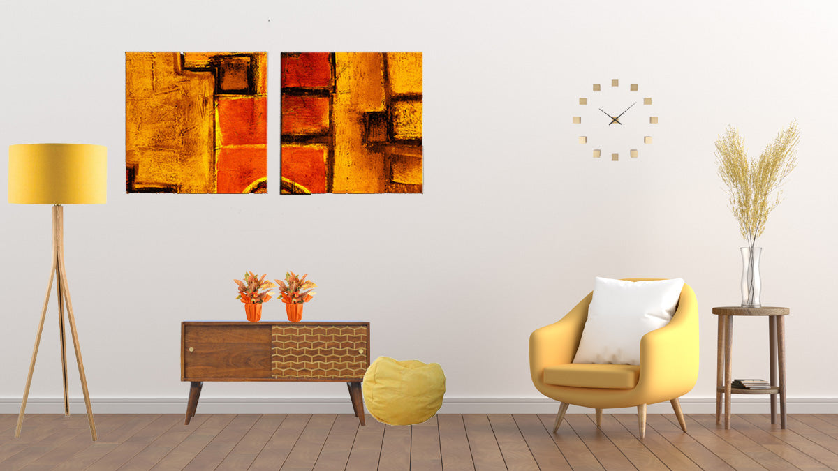 Gold Art Pattern Sideboard Chest of Drawers | Chestnut Solid Mango Wood