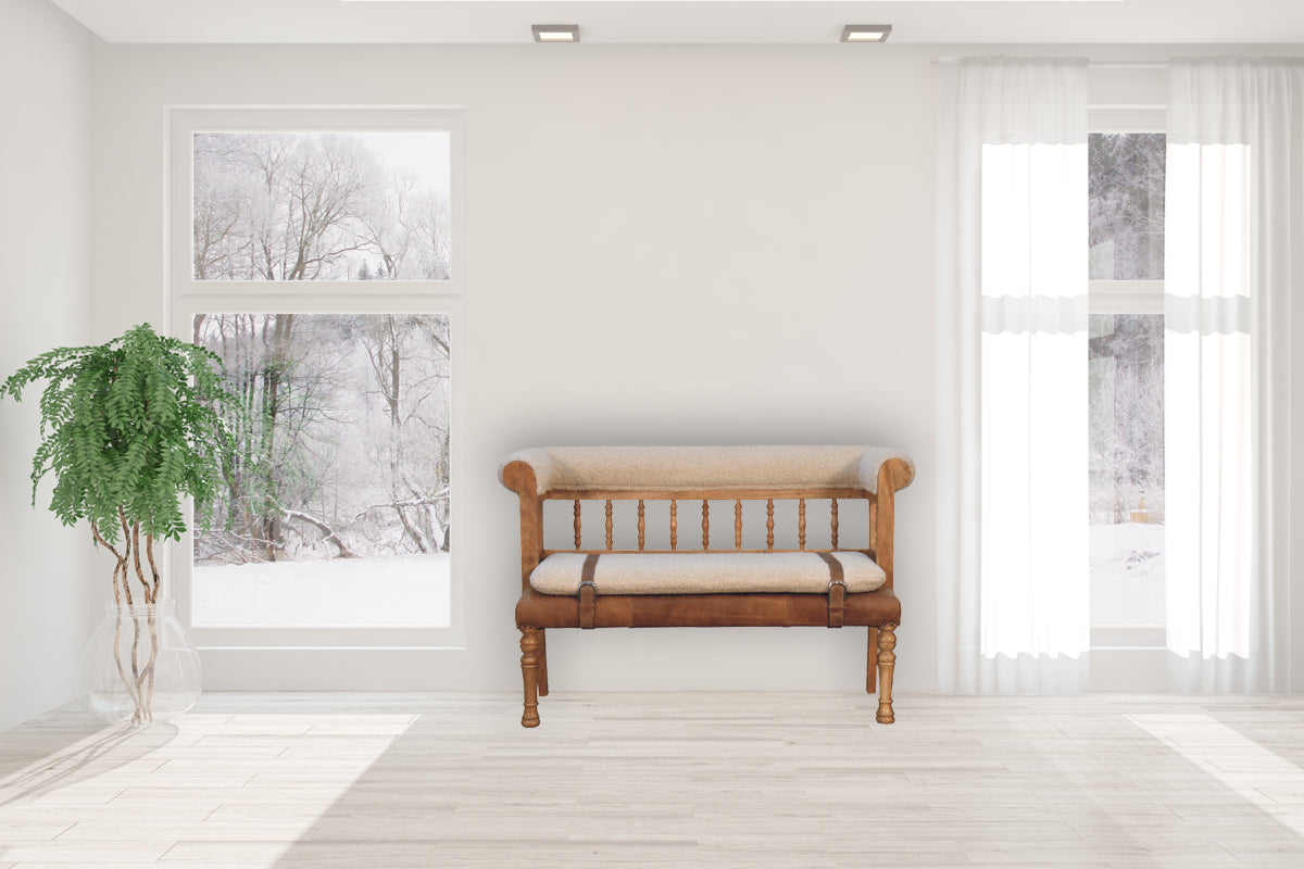 Strapped Hallway Bench | Oak Mango Wood