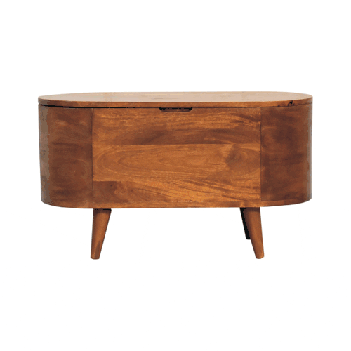 Chestnut Rounded Lid up Blanket Box Storage Bench