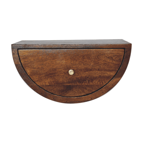 Chestnut Crescent Floating Bedside Table | Wall-Mounted