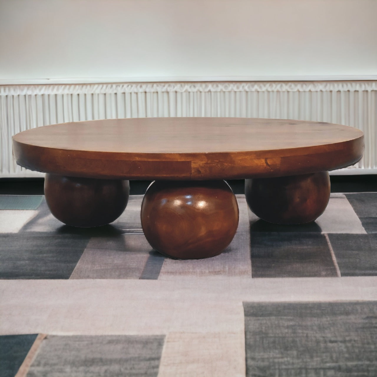 Chestnut Central Ball Table Chest of Drawers