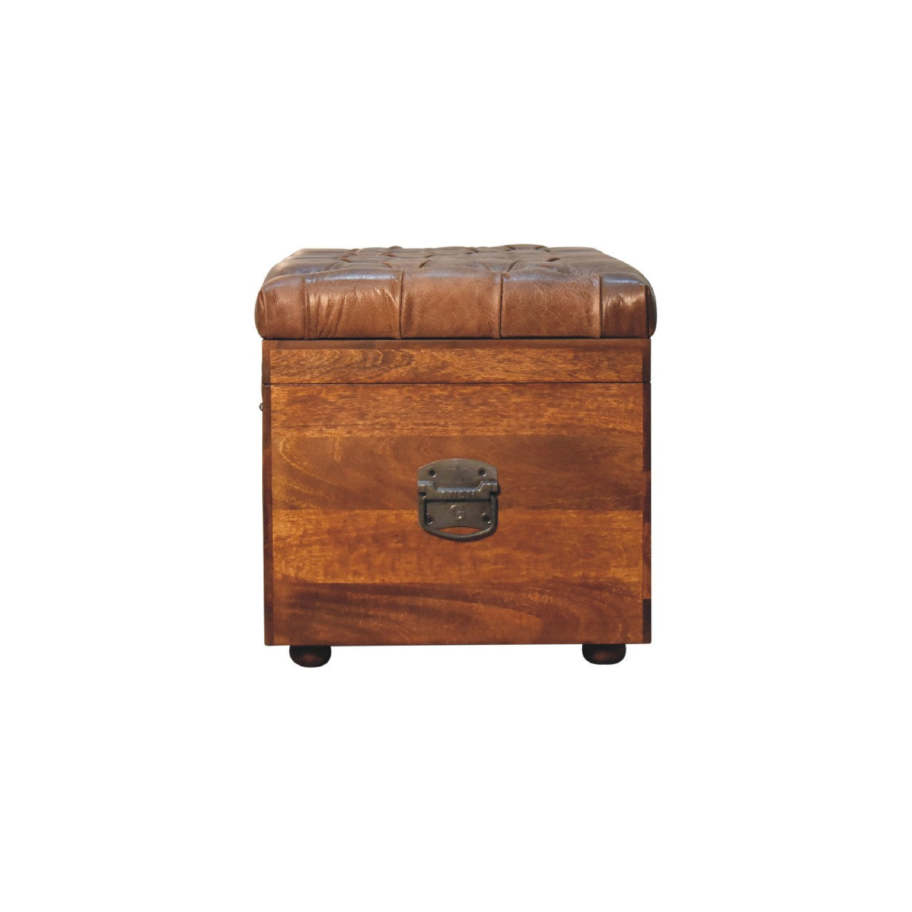 Buffalo Hide Chestnut Storage Trunk Storage Bench | Linen Hidden Storage