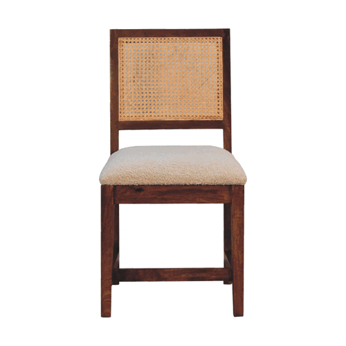 Cream Boucle Rattan Chair | Chestnut