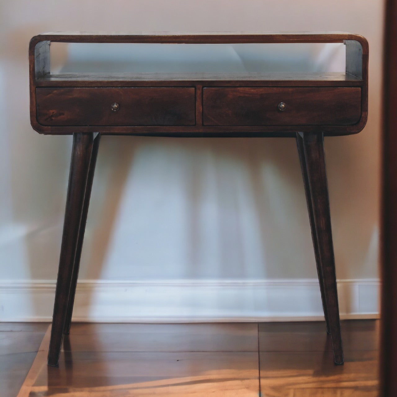 Curved Walnut Console Table