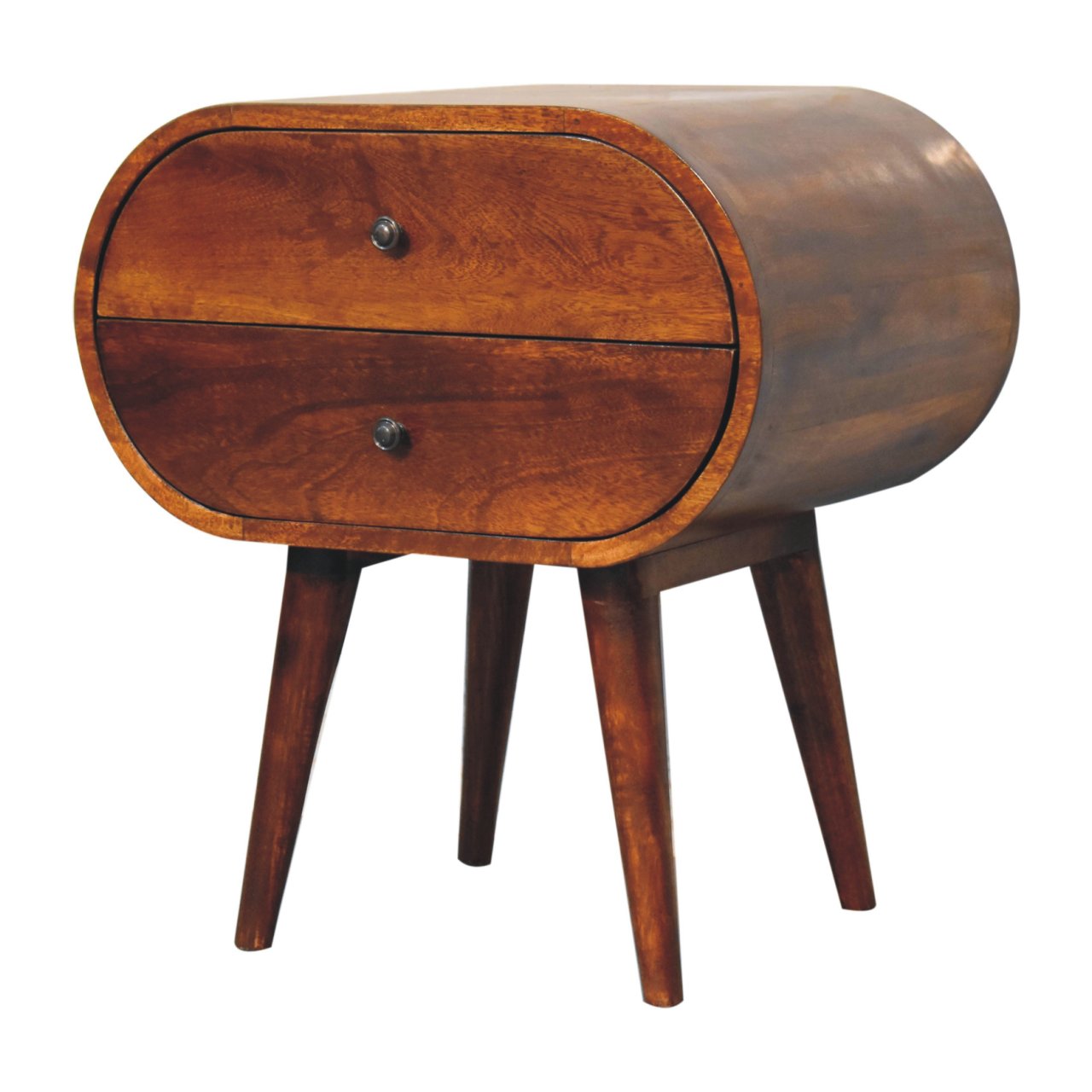 Large Chestnut Circular Bedside Table