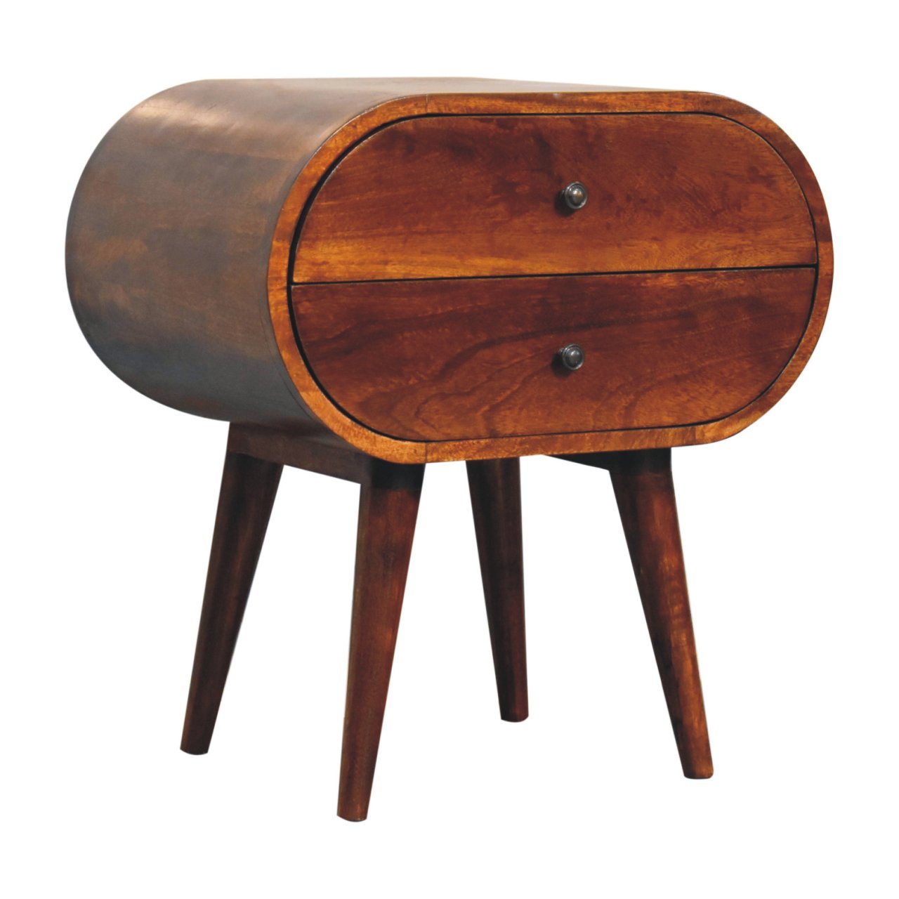 Large Chestnut Circular Bedside Table