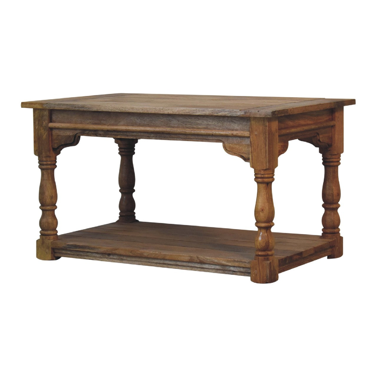 Granary Turned Coffee Table | Distressed Oak Solid Mango Wood