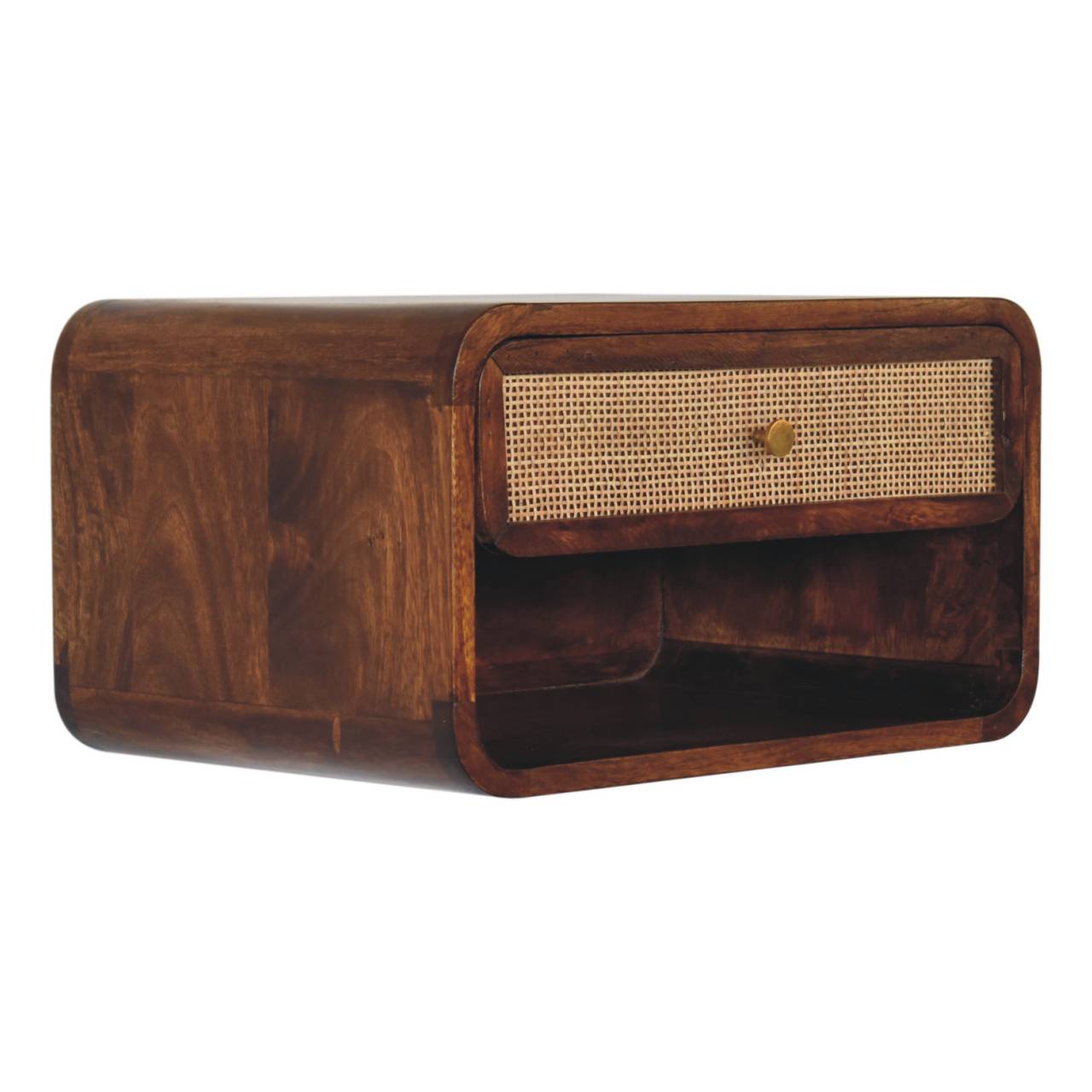 Chestnut Wall Mounted Open Woven Bedside Table | Wall-Mounted