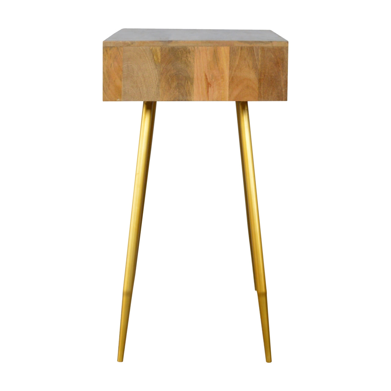 Cement Brass Writing Desk | Oak-Ish Solid Mango Wood
