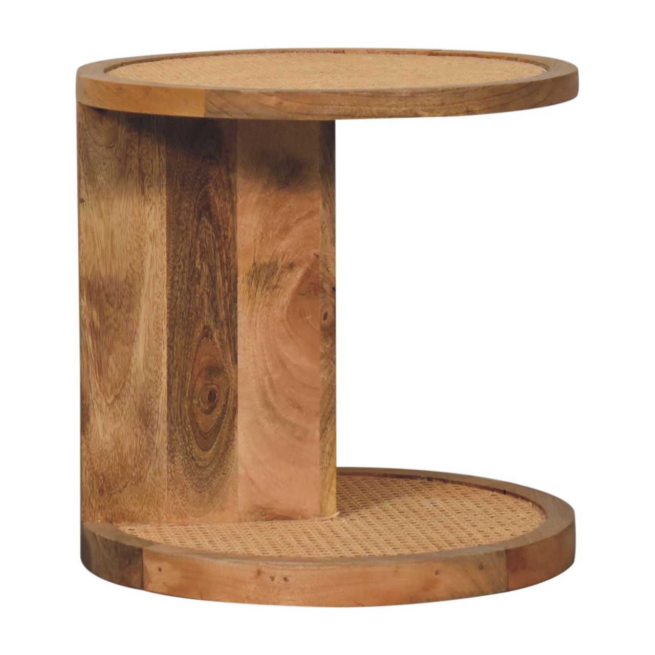 Close-knit Corner End Table Accent Piece | Oak Solid Mango Wood