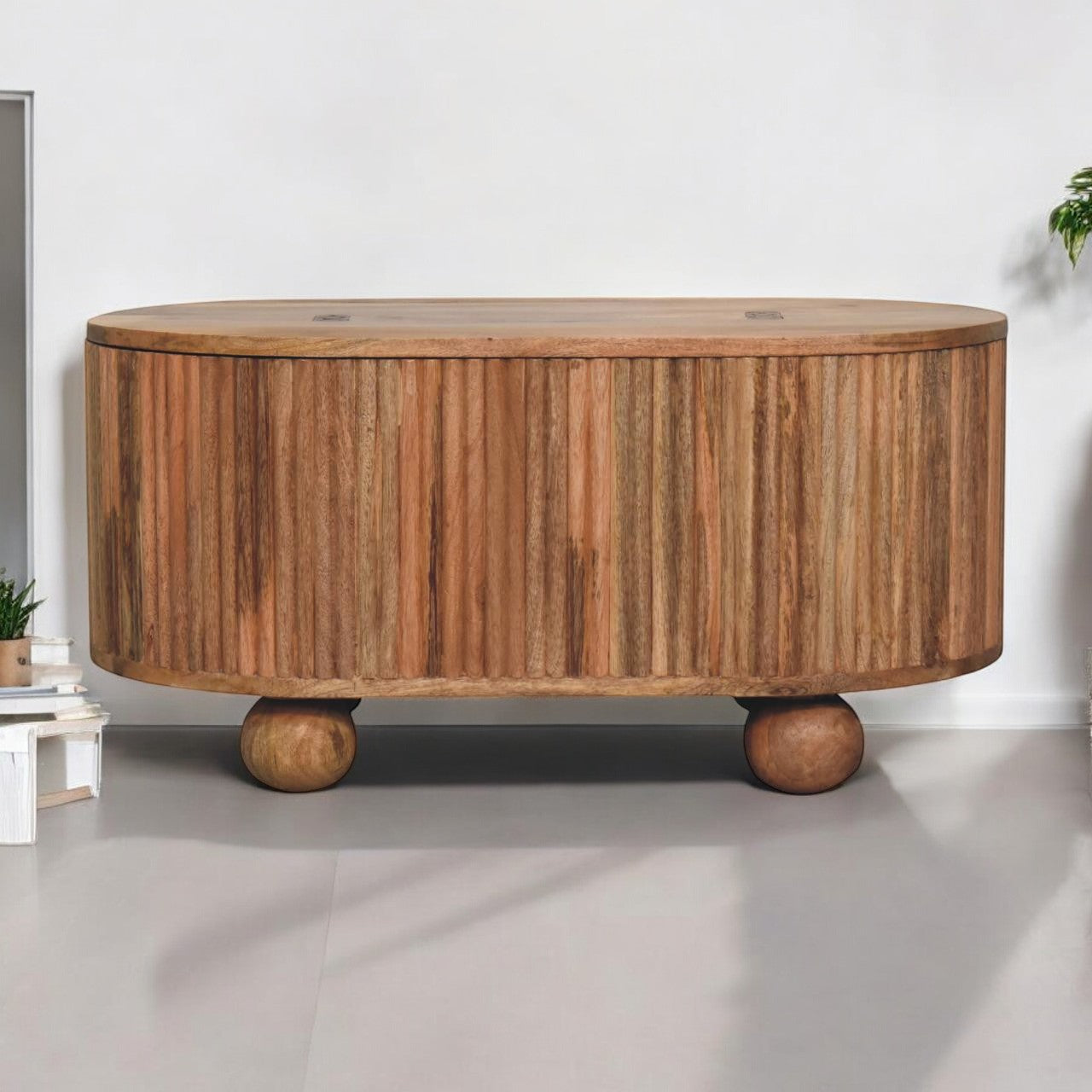 Soba Ball Lid-up Coffee Table | Oak-Ish Solid Mango Wood