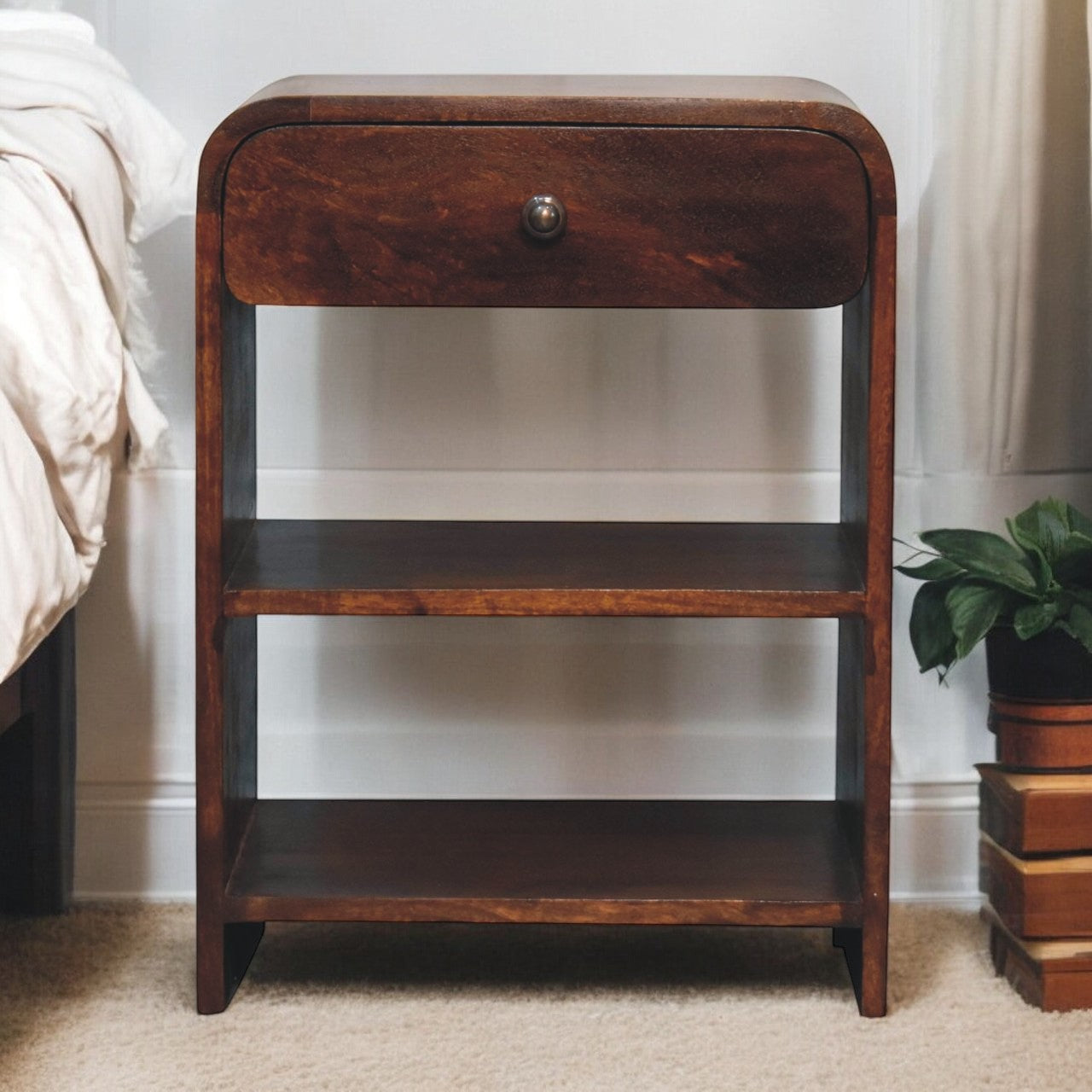 Aspen Open Bedside Table | Chestnut Mango Wood