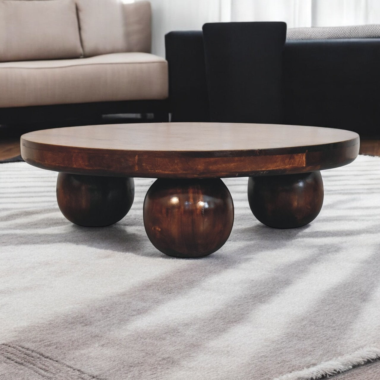 California Walnut Central Table with Ball Feet Accent Piece