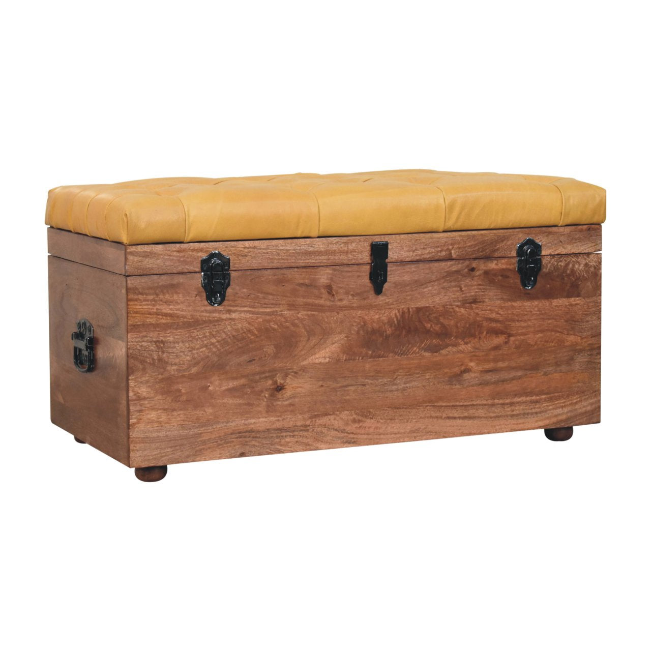 Buffalo Hide Honey Caramel Storage Trunk Storage Bench | Hidden Storage