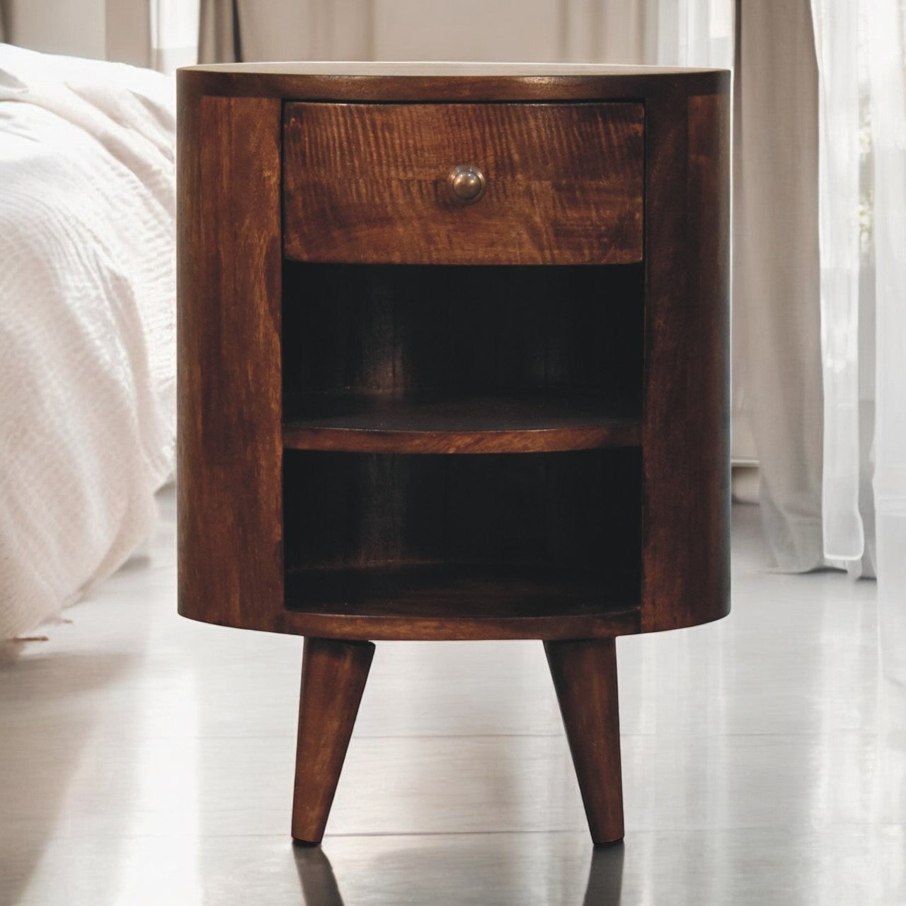 Cortez California Walnut Bedside Table