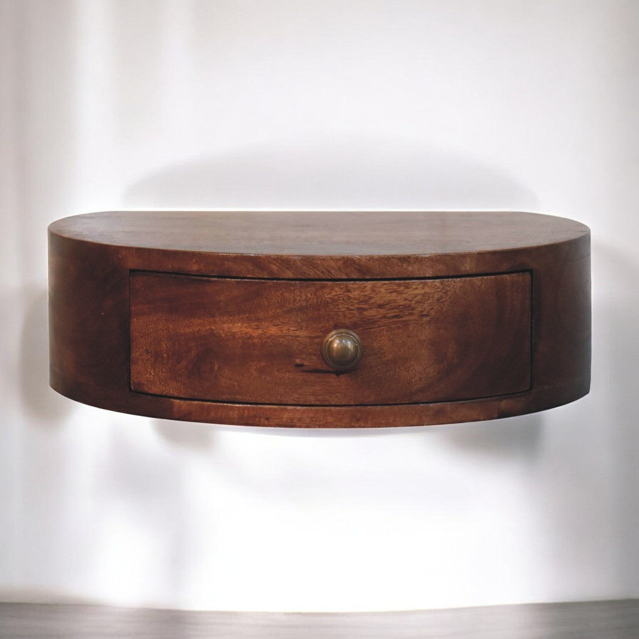 Honey Caramel Wall Mounted Rounded Bedside Table | Wall-Mounted