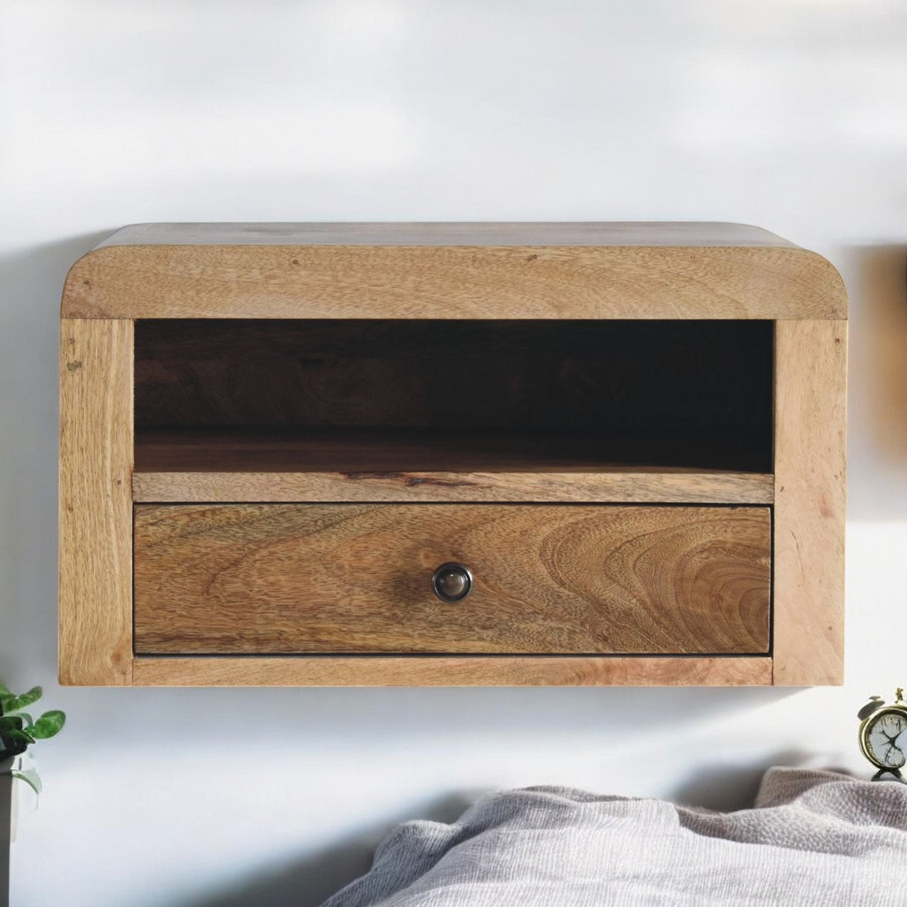 Chunky Oak-ish Floating Bedside Table | Wall-Mounted