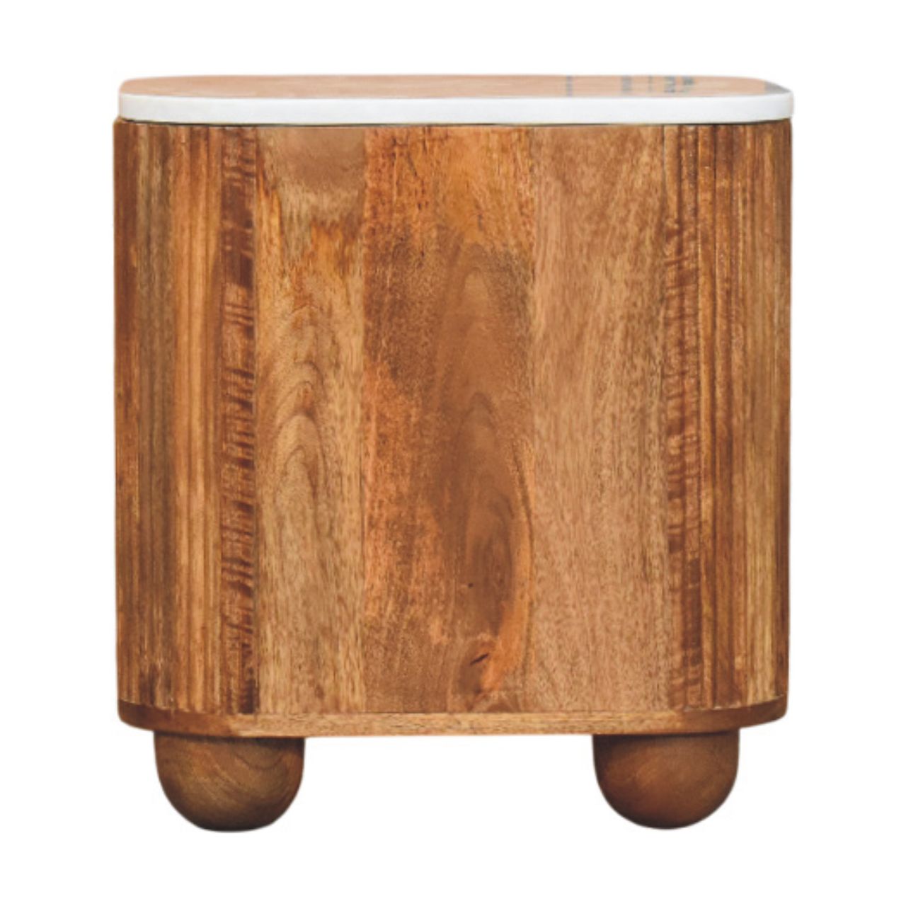 Aurora Marble Bedside Table | Marble-Effect Solid Mango Wood
