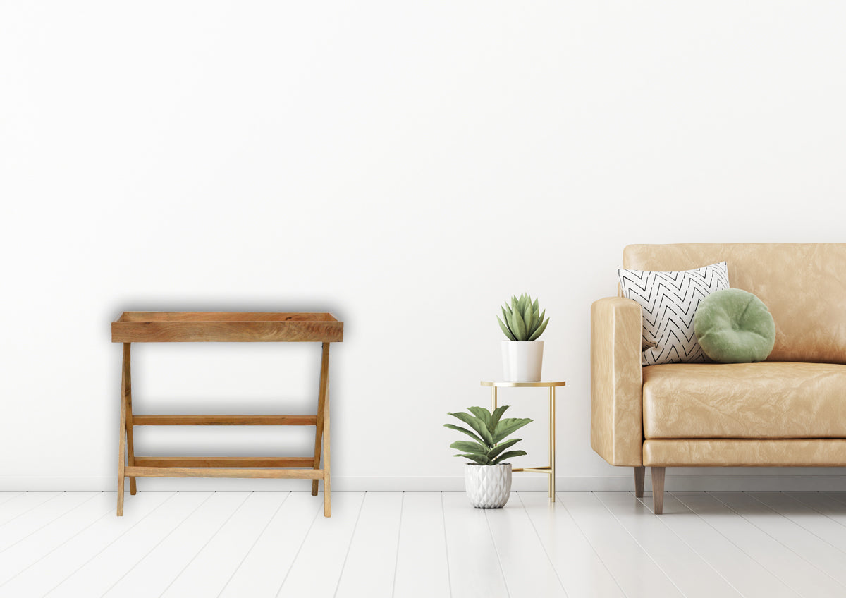 Foldable Butler Tray Accent Piece | Oak Mango Wood
