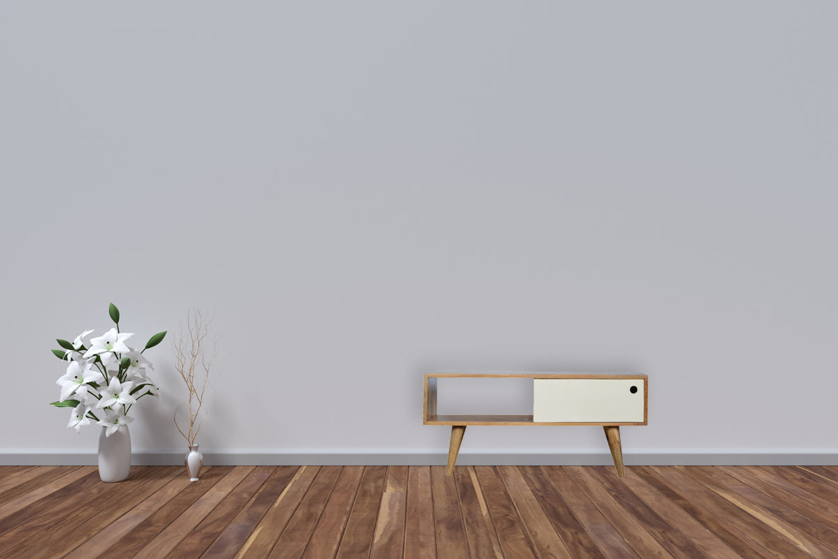 White Sliding TV Media Unit