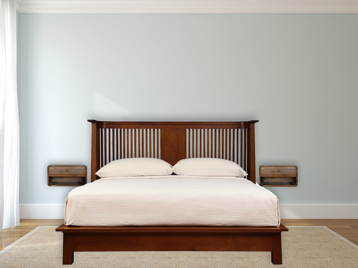 Chestnut Curve Floating Bedside Table | Wall-Mounted