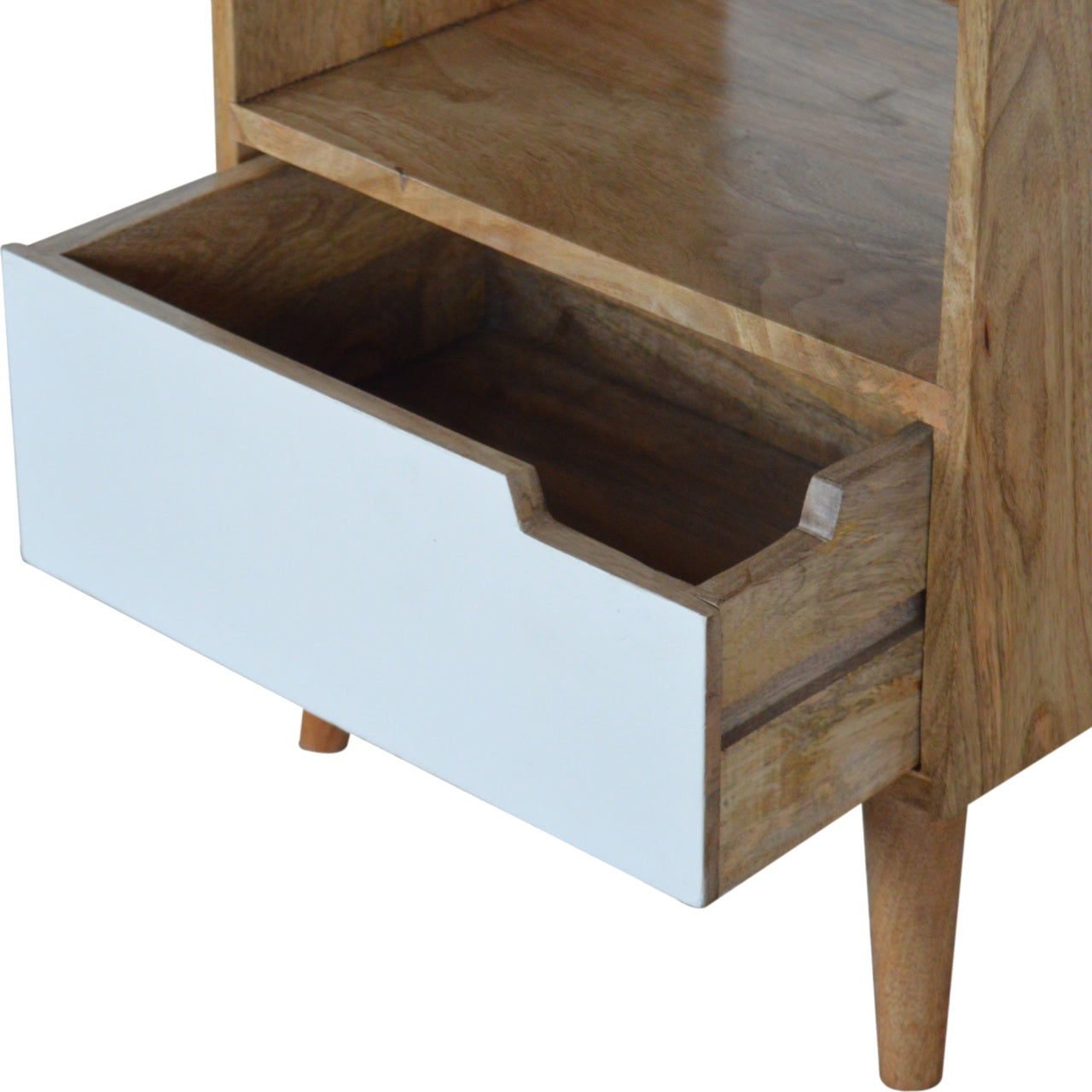 Open Slot White Painted Bedside Table