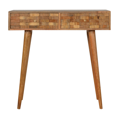 Tile Carved Console Table | Oak Solid Mango Wood Hand-Carved