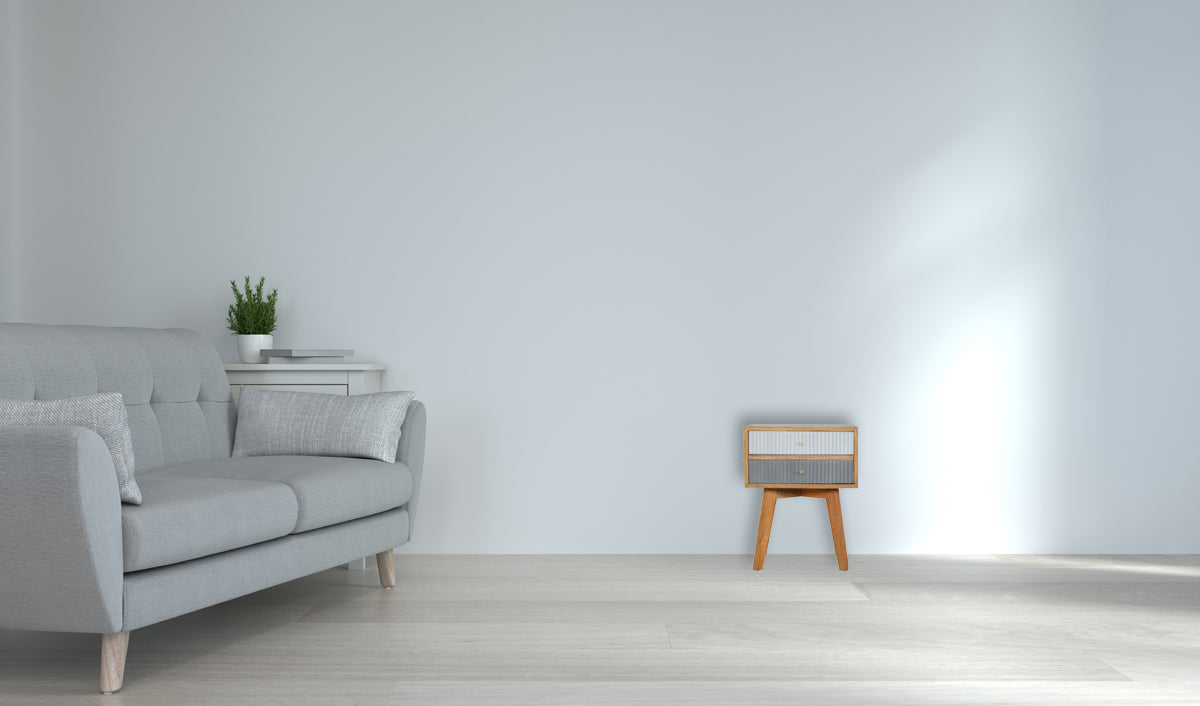 Line Grey Painted Bedside Table