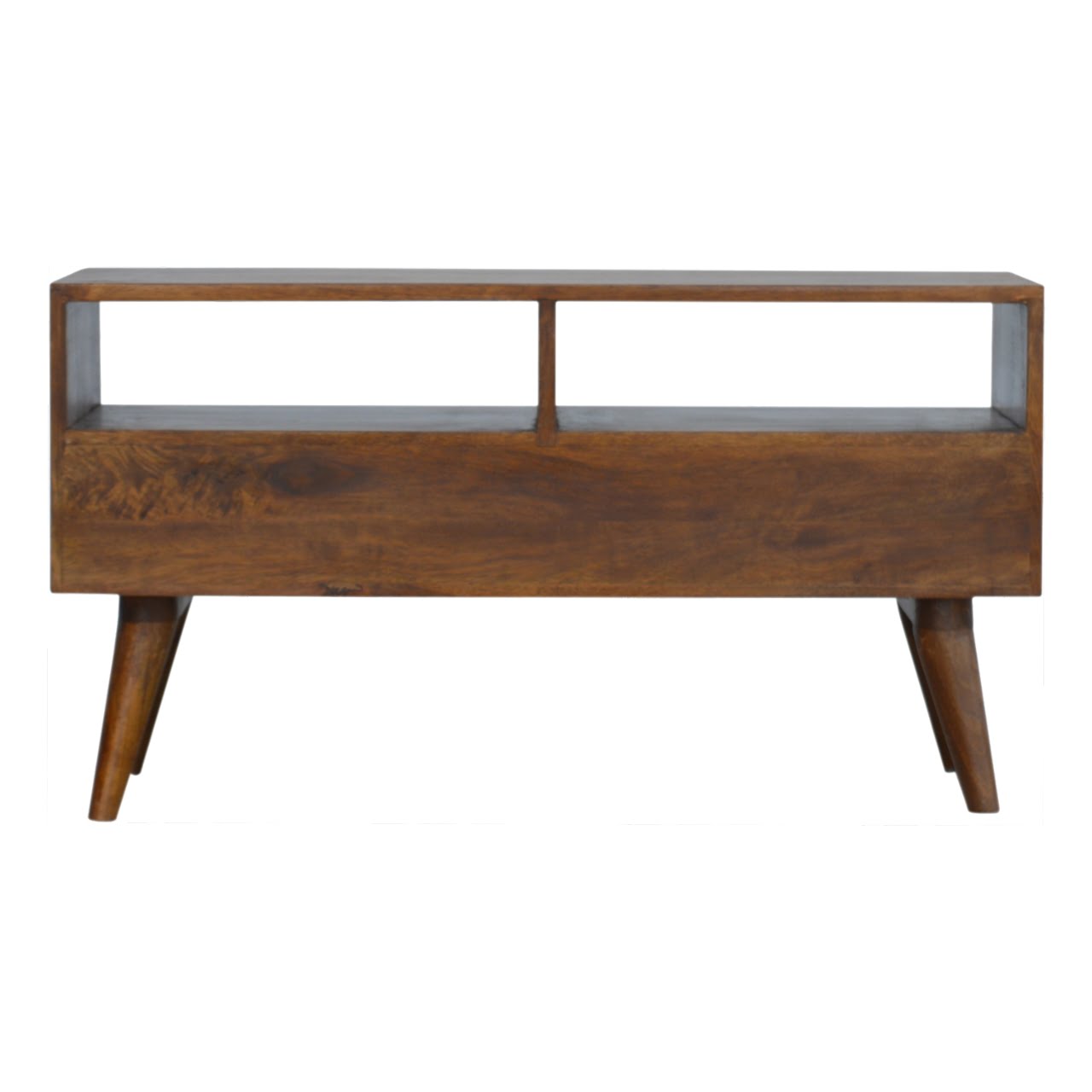 Chestnut Cube Carved TV Unit Chest of Drawers | Hand-Carved