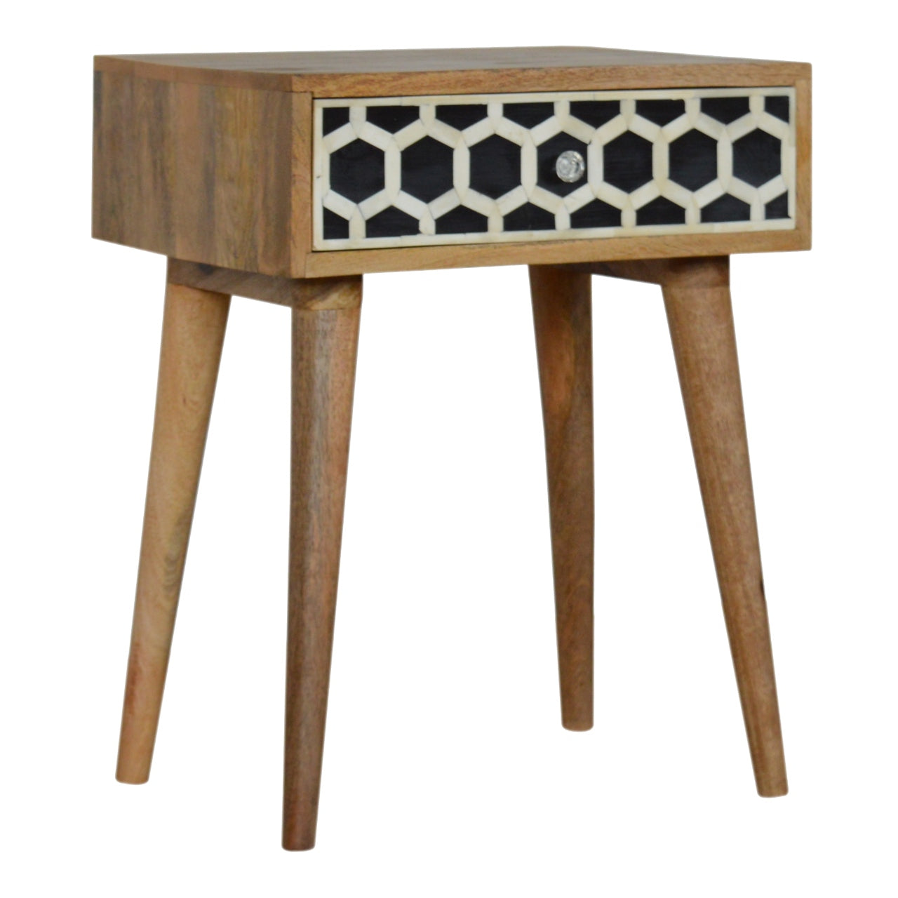 Bone Inlay Bedside Table | Oak Mango Wood