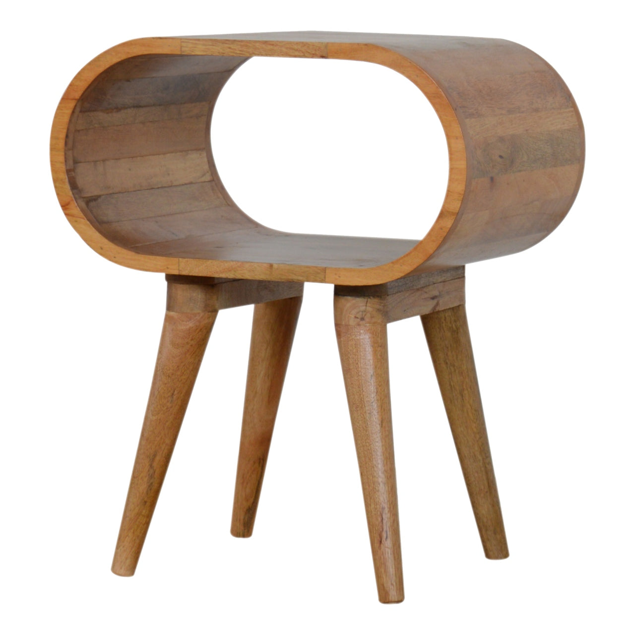 Circular Open Bedside Table | Oak Solid Mango Wood