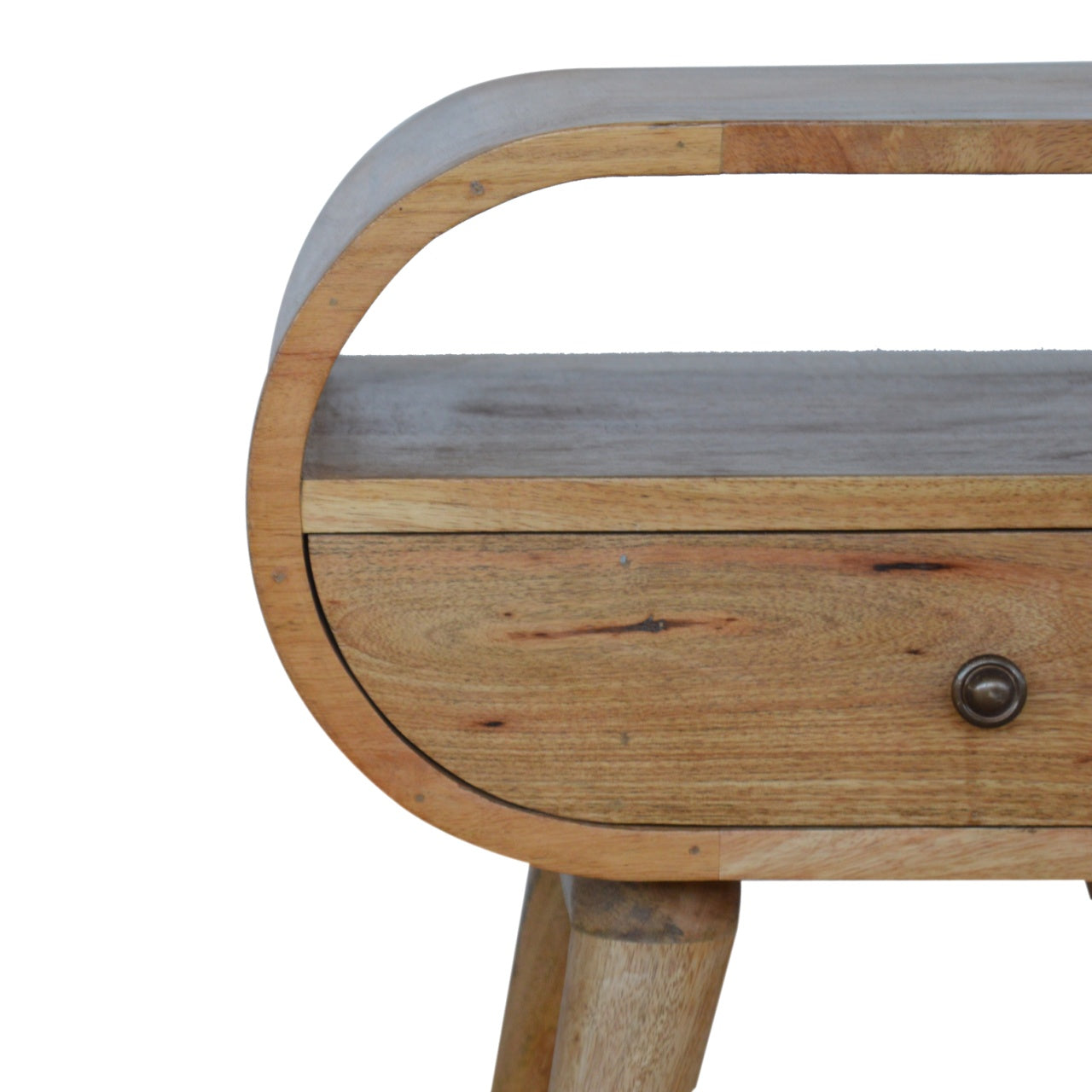 Circular Open Slot Bedside Table | Oak Mango Wood
