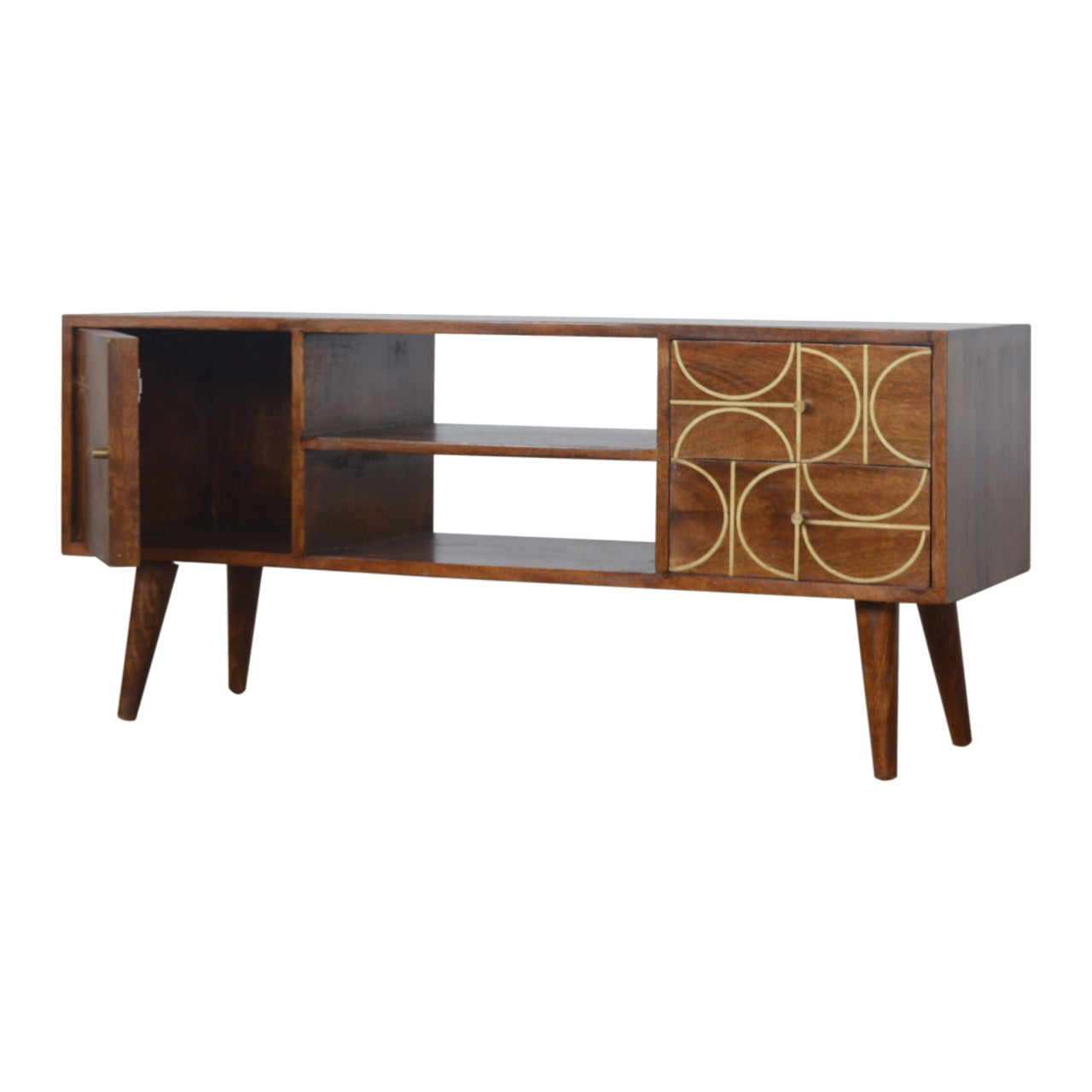 Chestnut Inlay Abstract TV Unit Chest of Drawers