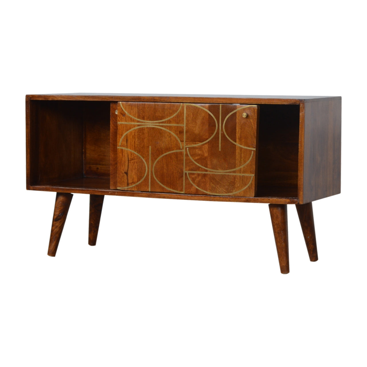 Chestnut Abstract Inlay Sideboard Chest of Drawers
