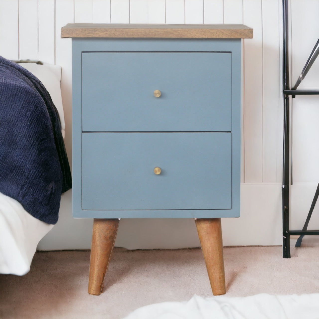 Blue Hand Painted Bedside Table