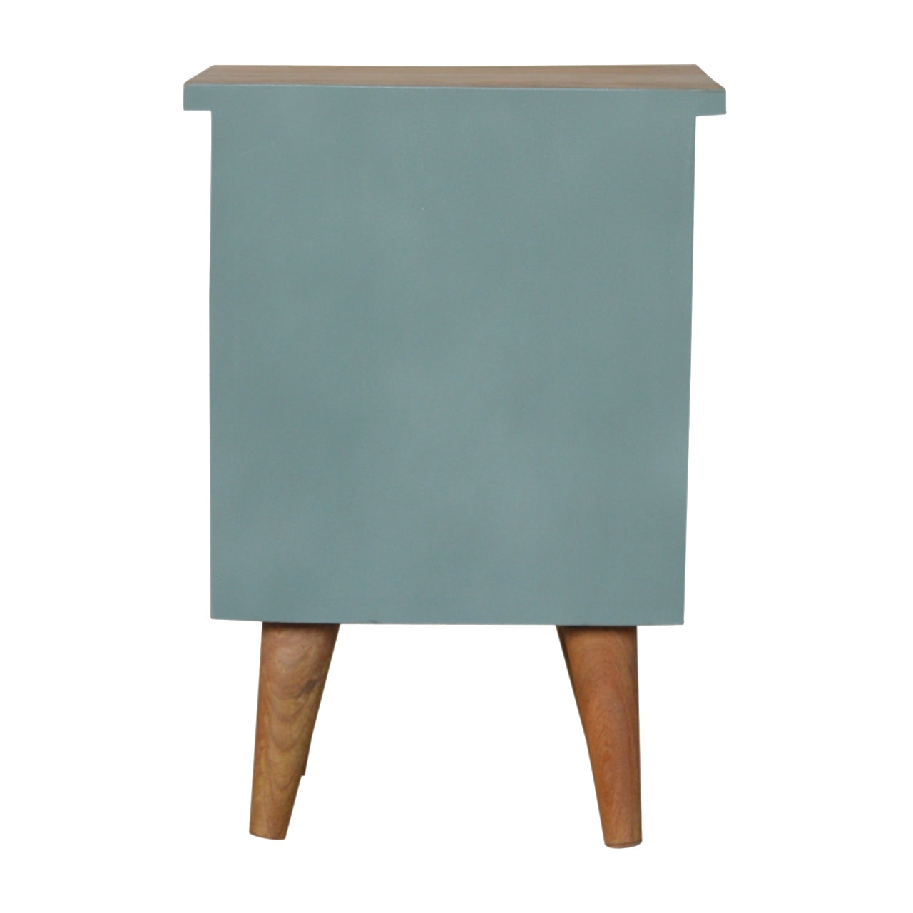 Green Hand Painted Bedside Table | Oak-Ish Solid Mango Wood
