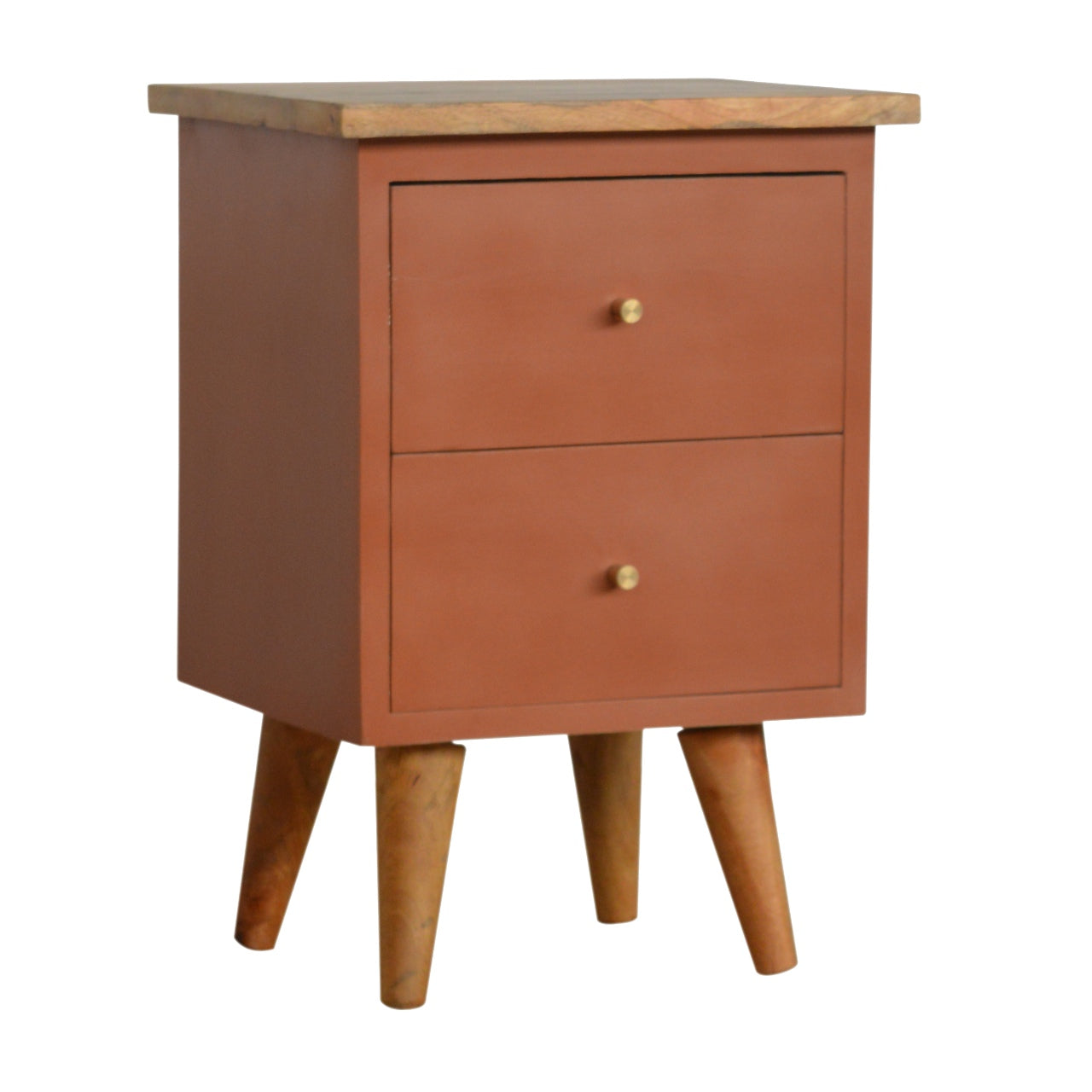 Brick Red Hand Painted Bedside Table