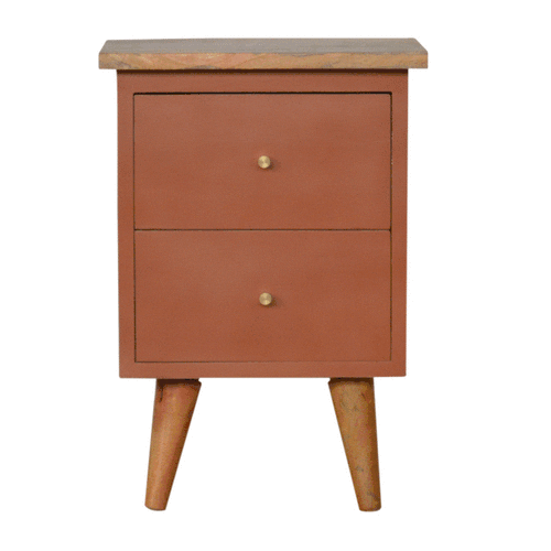 Brick Red Hand Painted Bedside Table