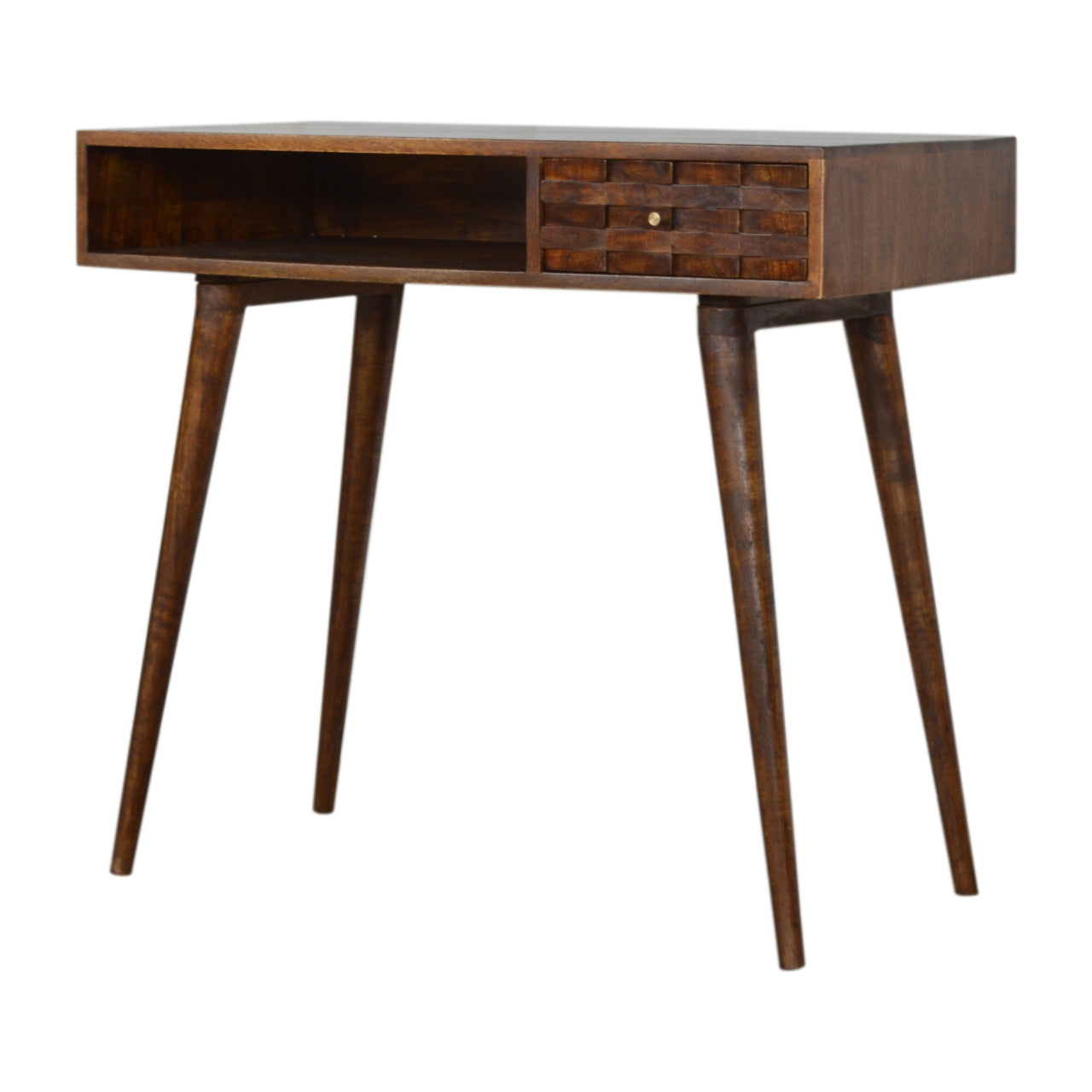 Chestnut Tile Writing Desk | Hand-Carved
