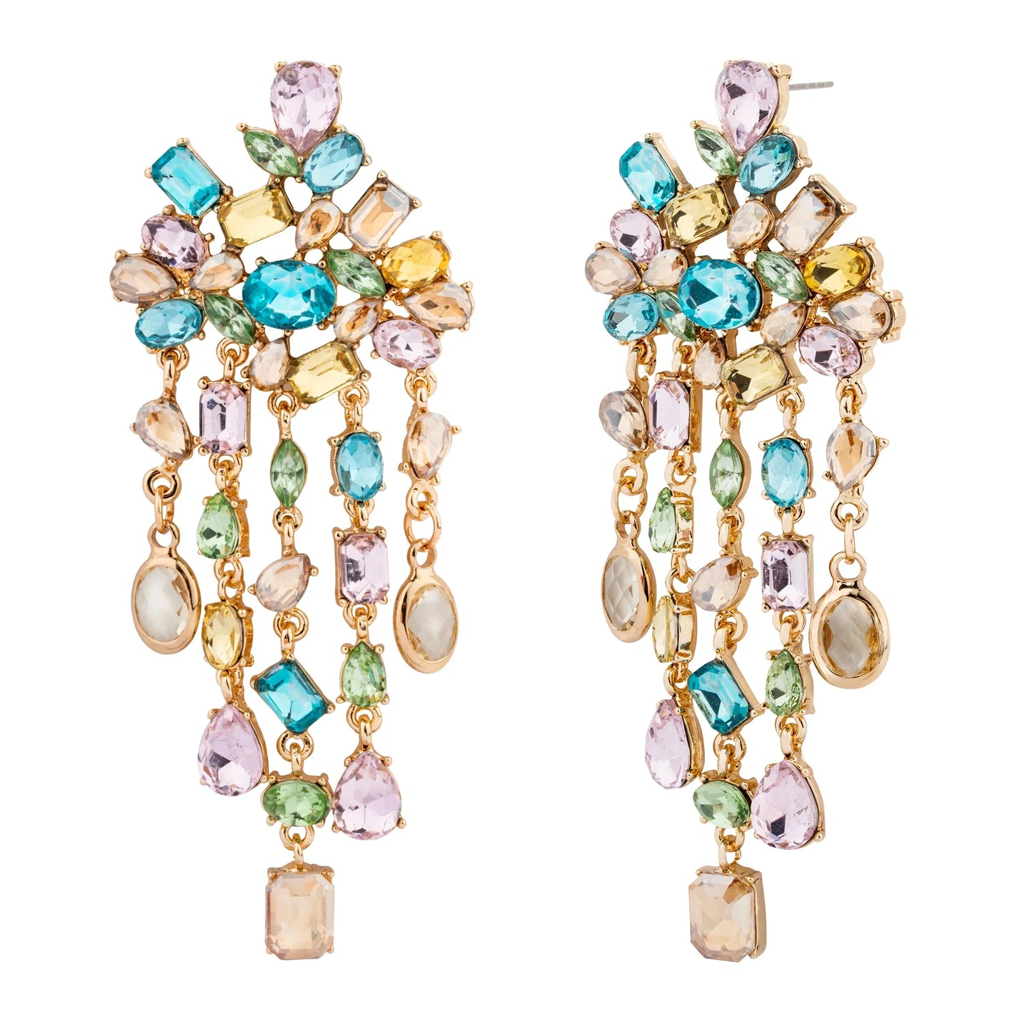 Gold and Multi Colour Post Earrings